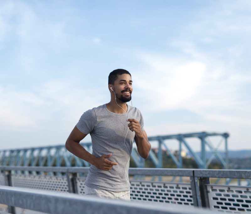 Shot of an athlete running on training.